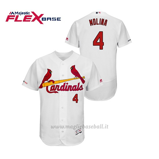 Maglia Baseball Uomo St. Louis Cardinals Yadier Molina 150th Aniversario Patch Flex Base Bianco
